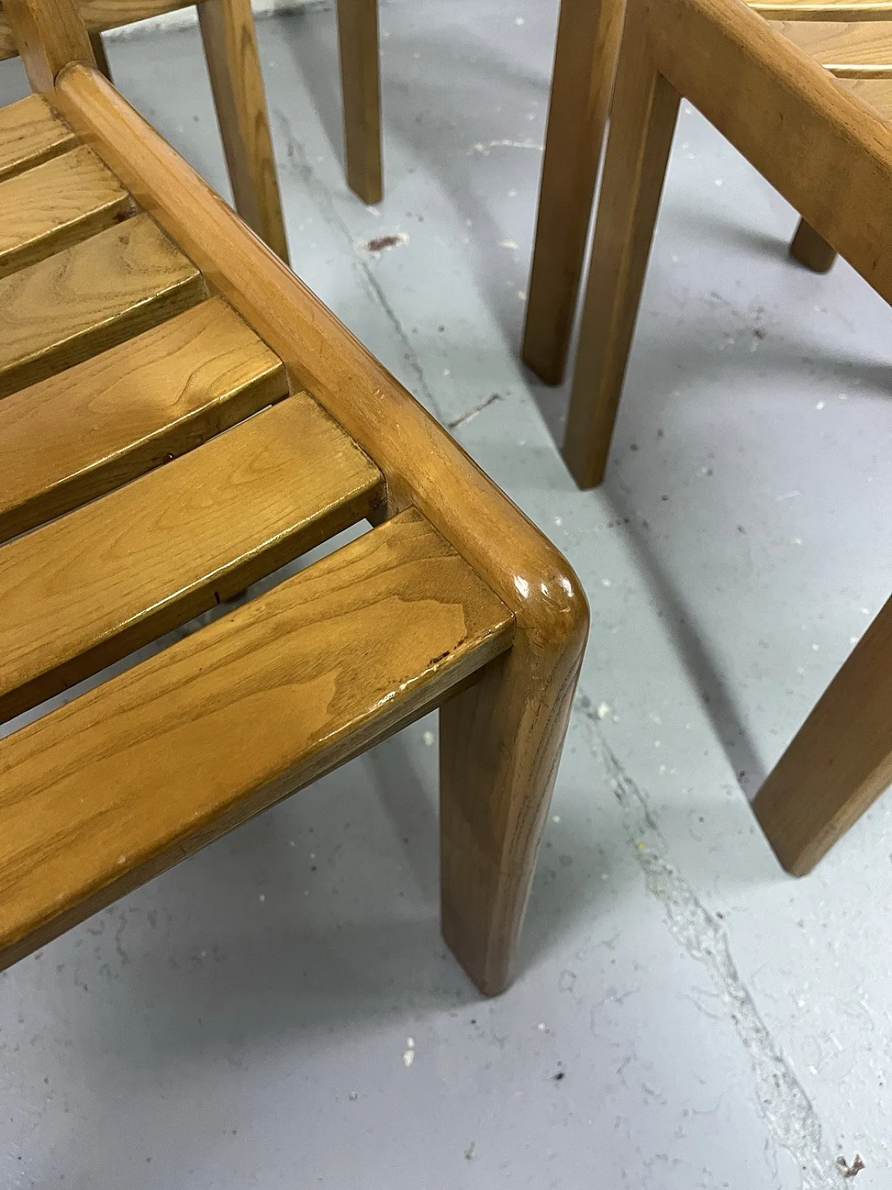 4 Brutalist wooden chairs, 1970s 11