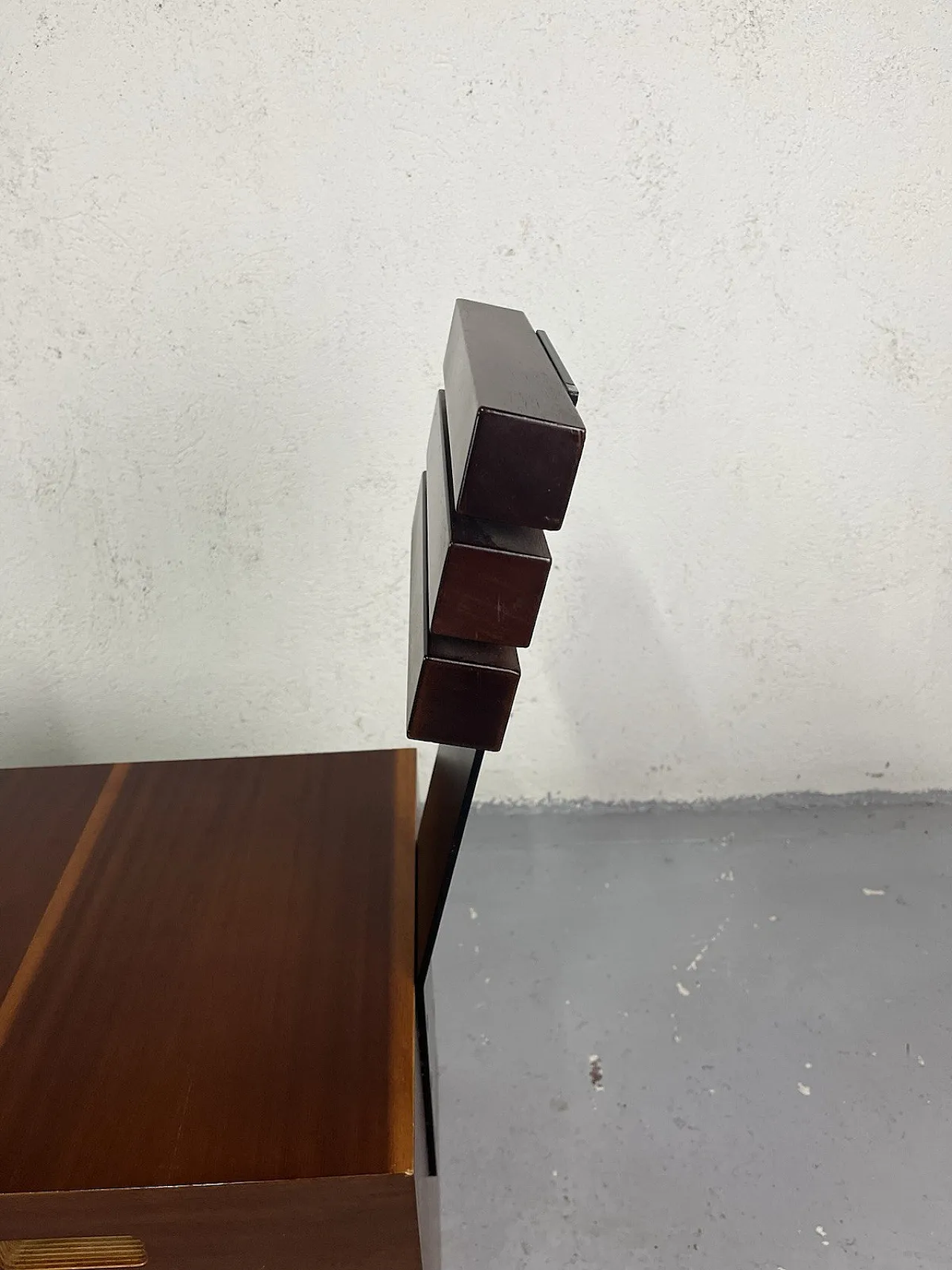 Pair of cubic metal and wood armchairs, 1980s 13