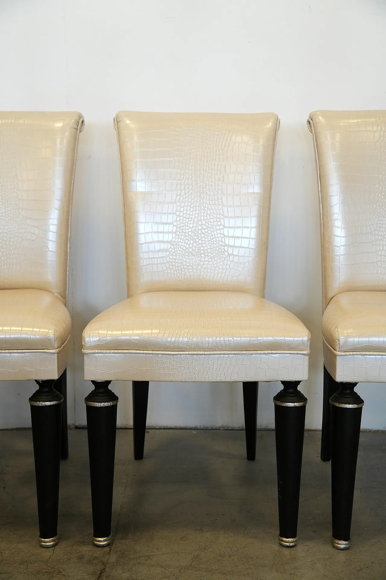 4 Transoceanic Faux Leather Dining Chairs, 2000s 7