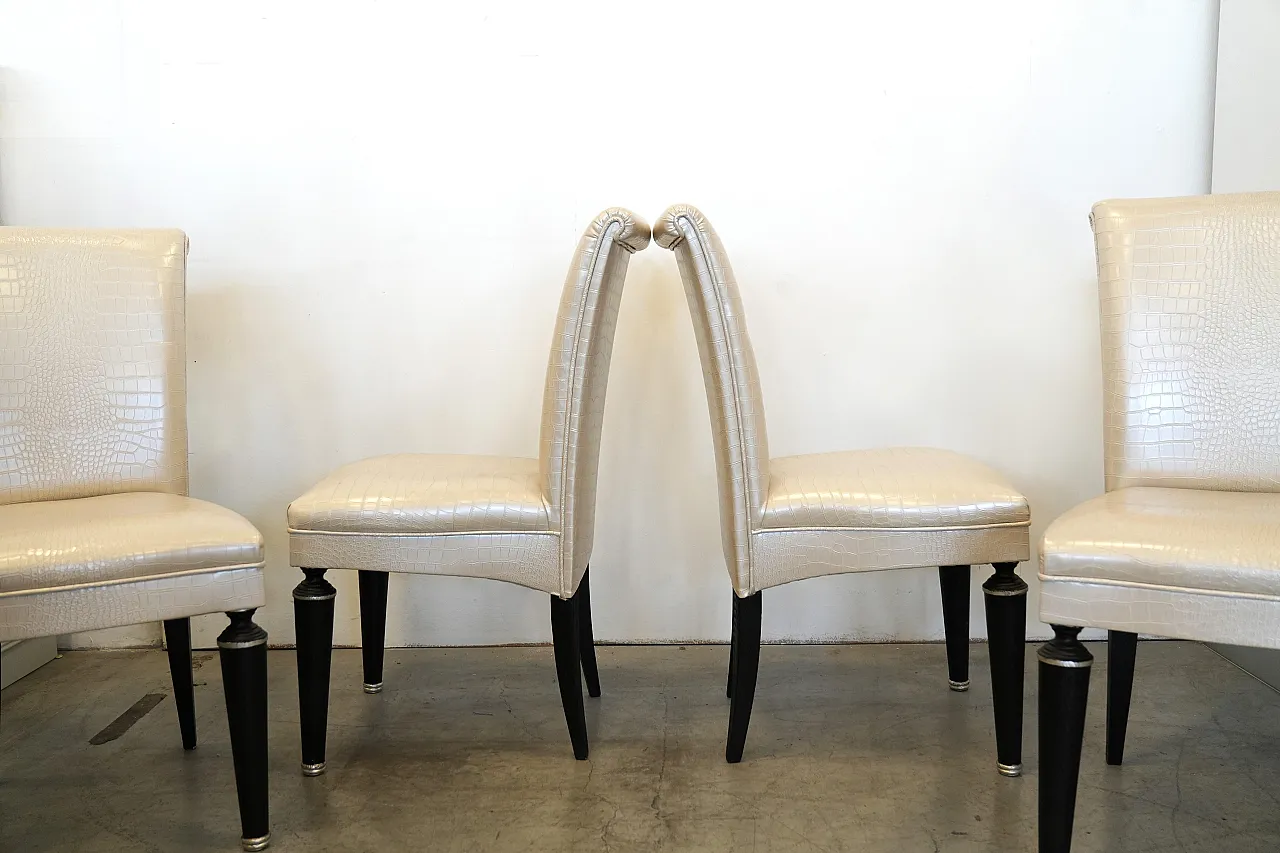 4 Transoceanic Faux Leather Dining Chairs, 2000s 8