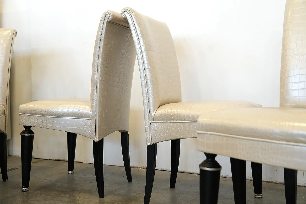 4 Transoceanic Faux Leather Dining Chairs, 2000s 9