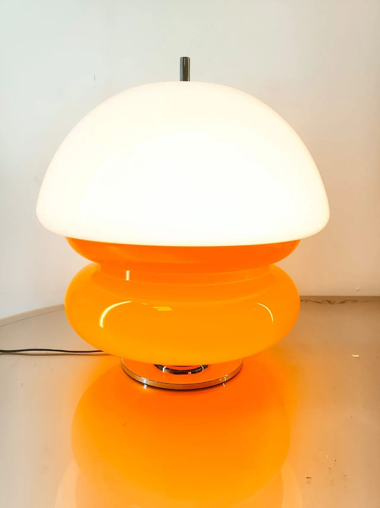 Lampada Space Age bianca e arancione, anni '70 3
