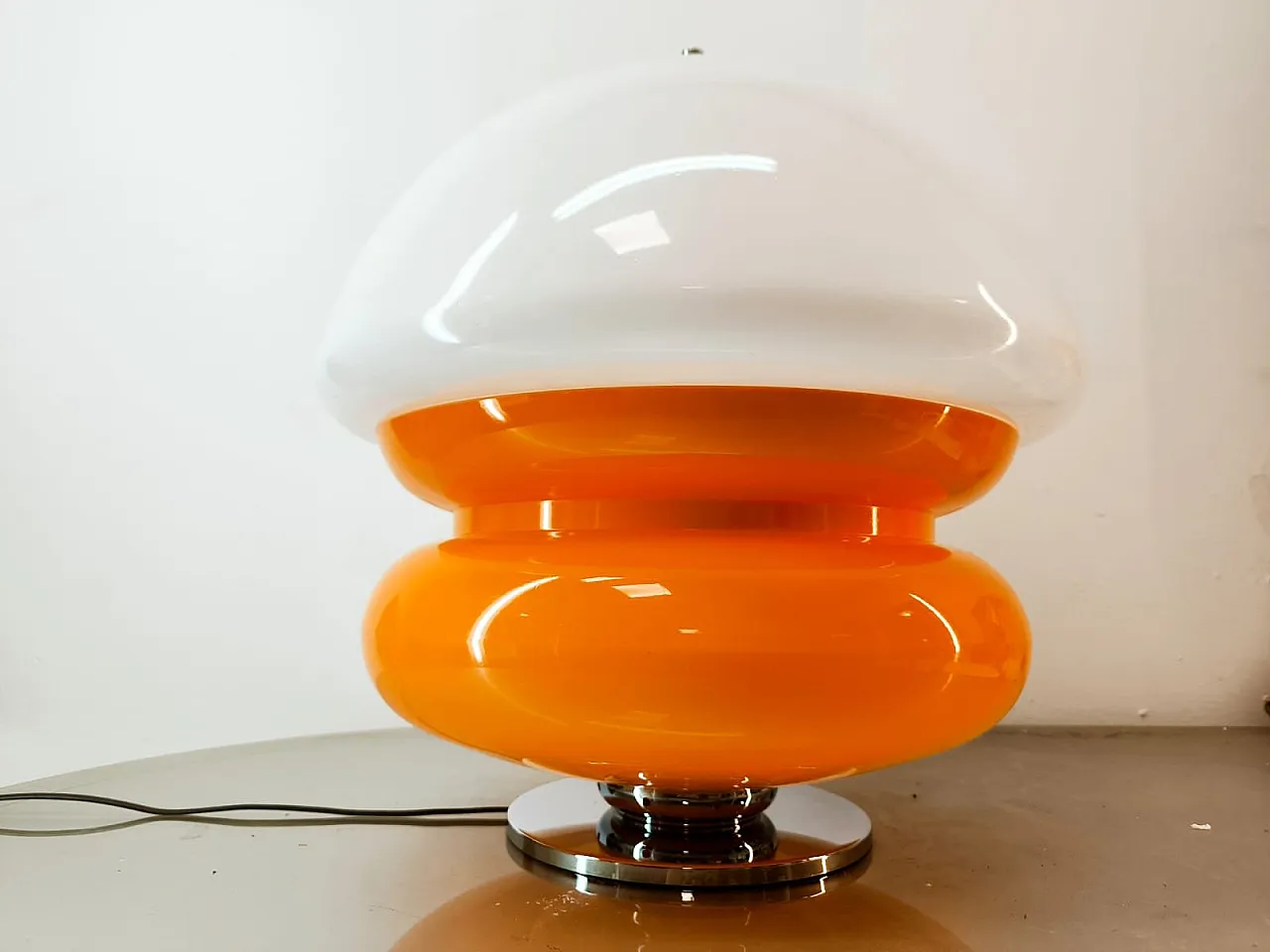 Lampada Space Age bianca e arancione, anni '70 10