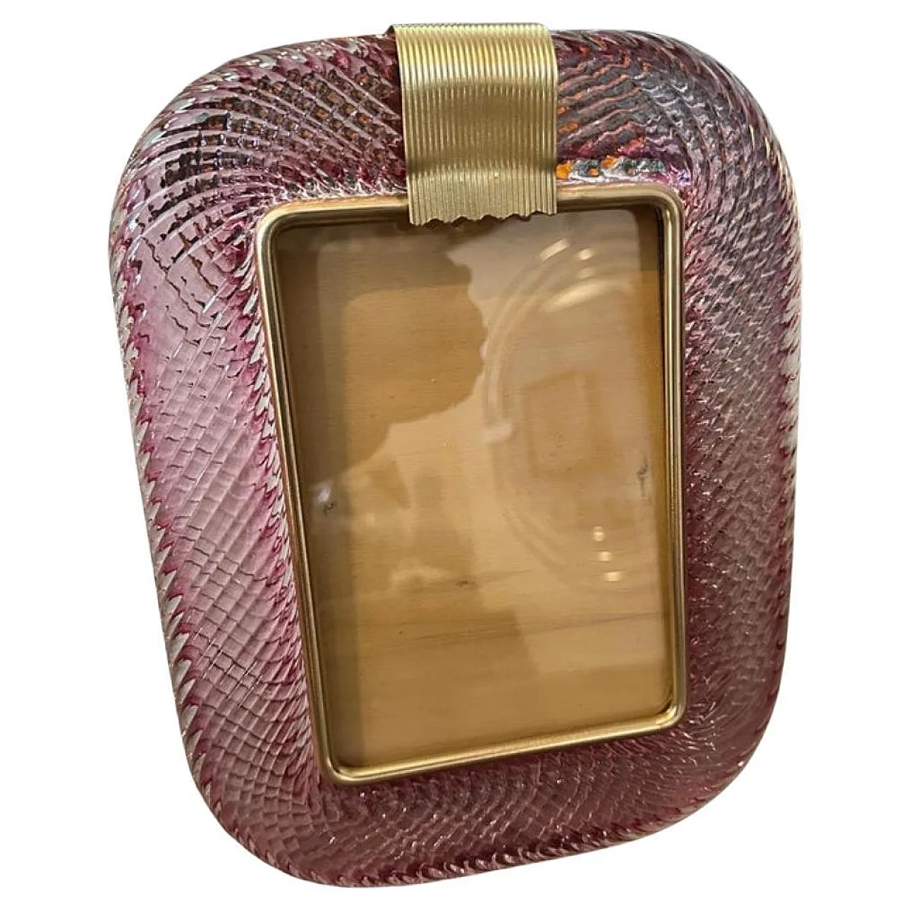 Pink Murano glass and brass frame by Barovier, 1990s 1