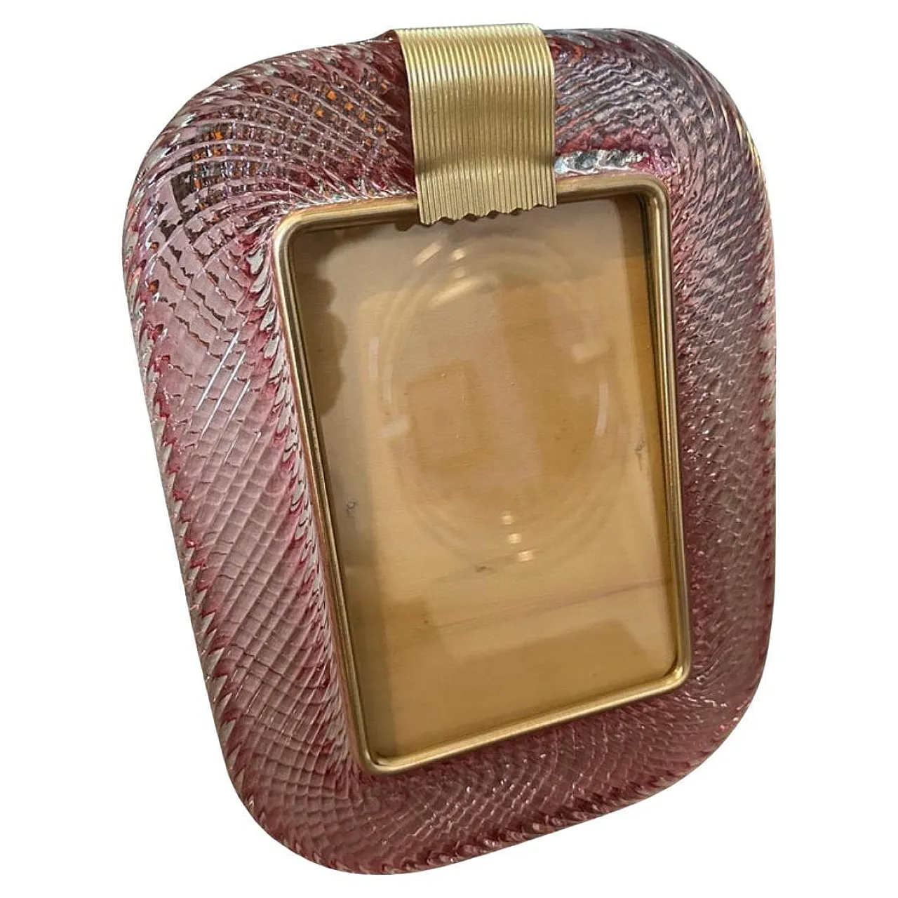 Pink Murano glass and brass frame by Barovier, 1990s 2