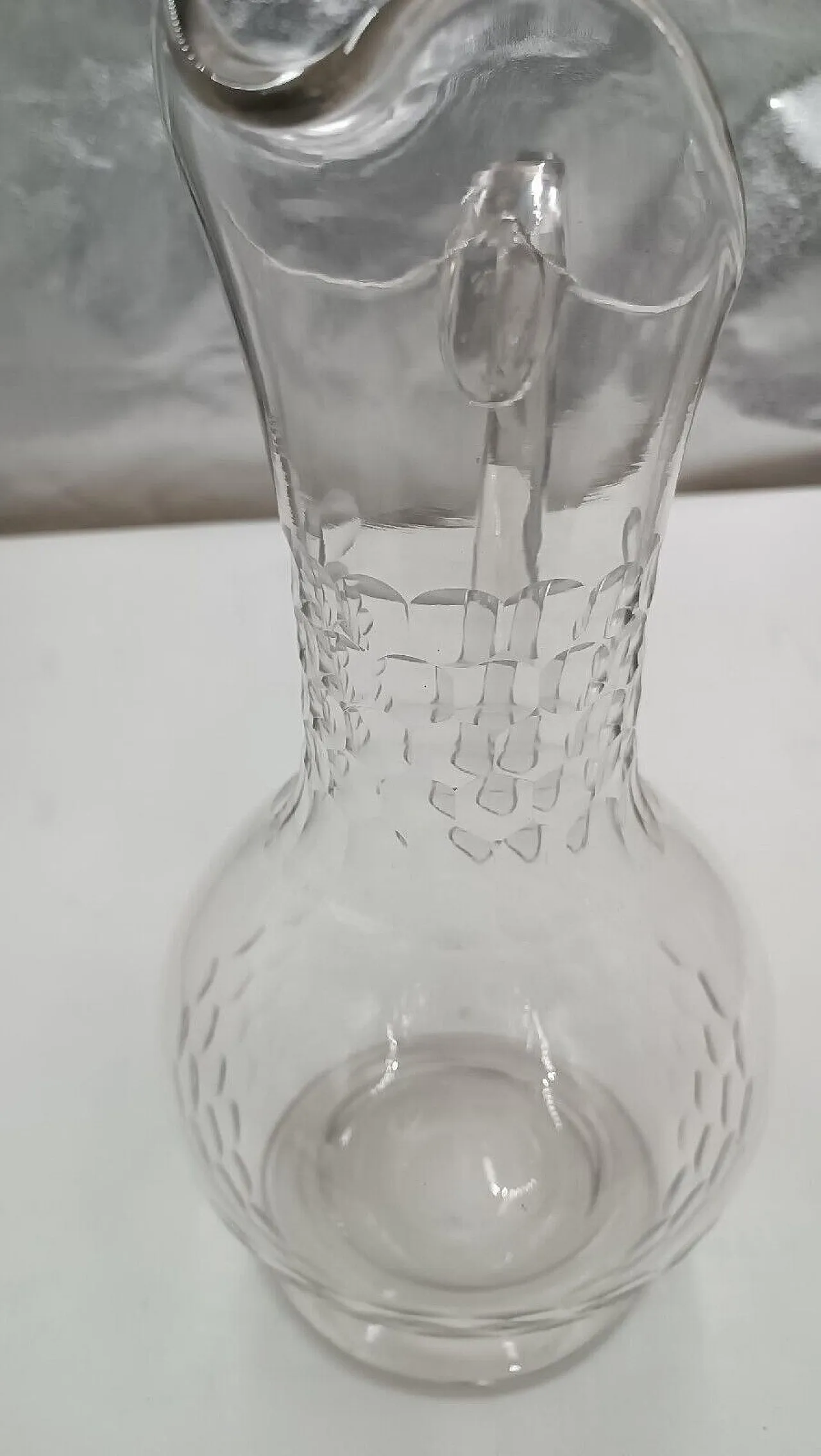 Brocca con bacile in vetro inciso, '800 5