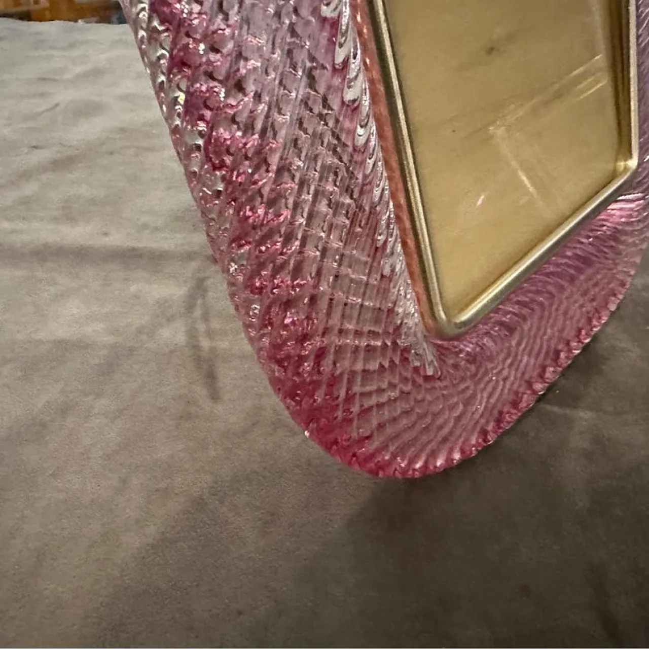 Pink Murano glass and brass frame by Barovier, 1990s 5