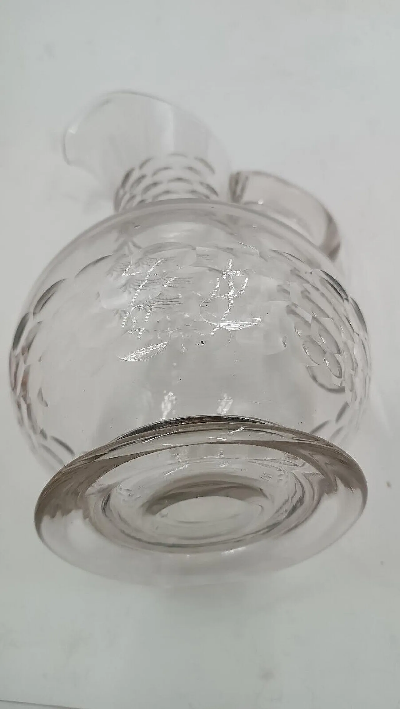 Brocca con bacile in vetro inciso, '800 6