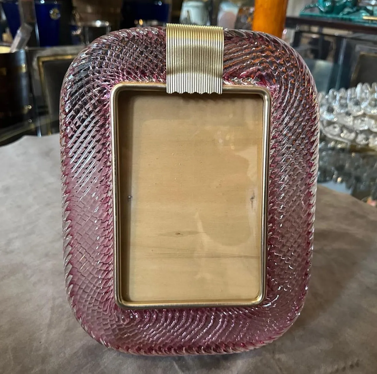Pink Murano glass and brass frame by Barovier, 1990s 7