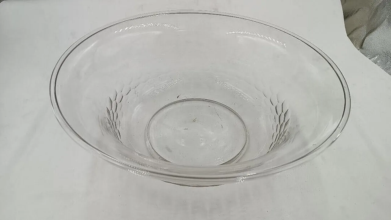 Brocca con bacile in vetro inciso, '800 9