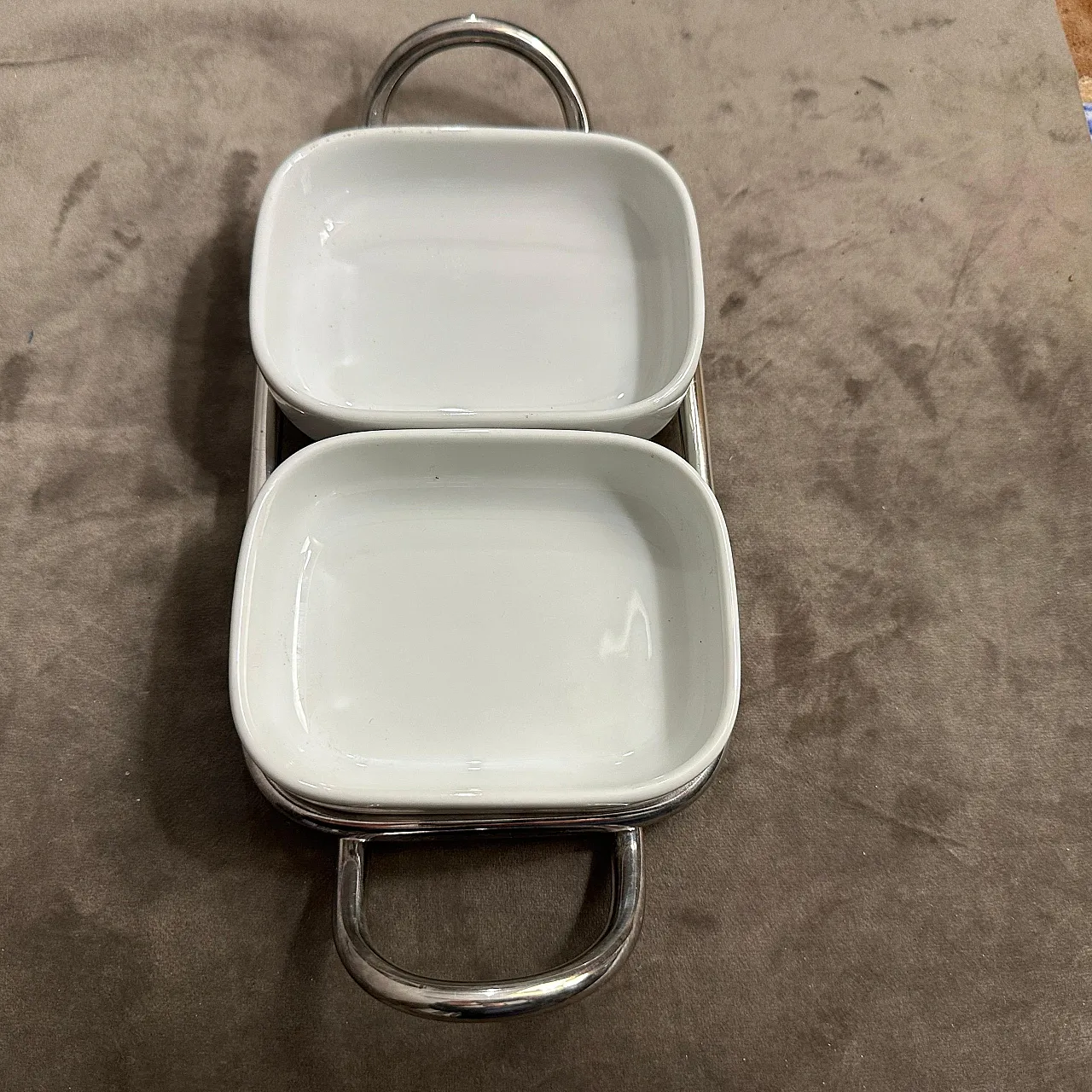 Lino Sabattini's aperitif tray in silver and ceramic, 1980s 7