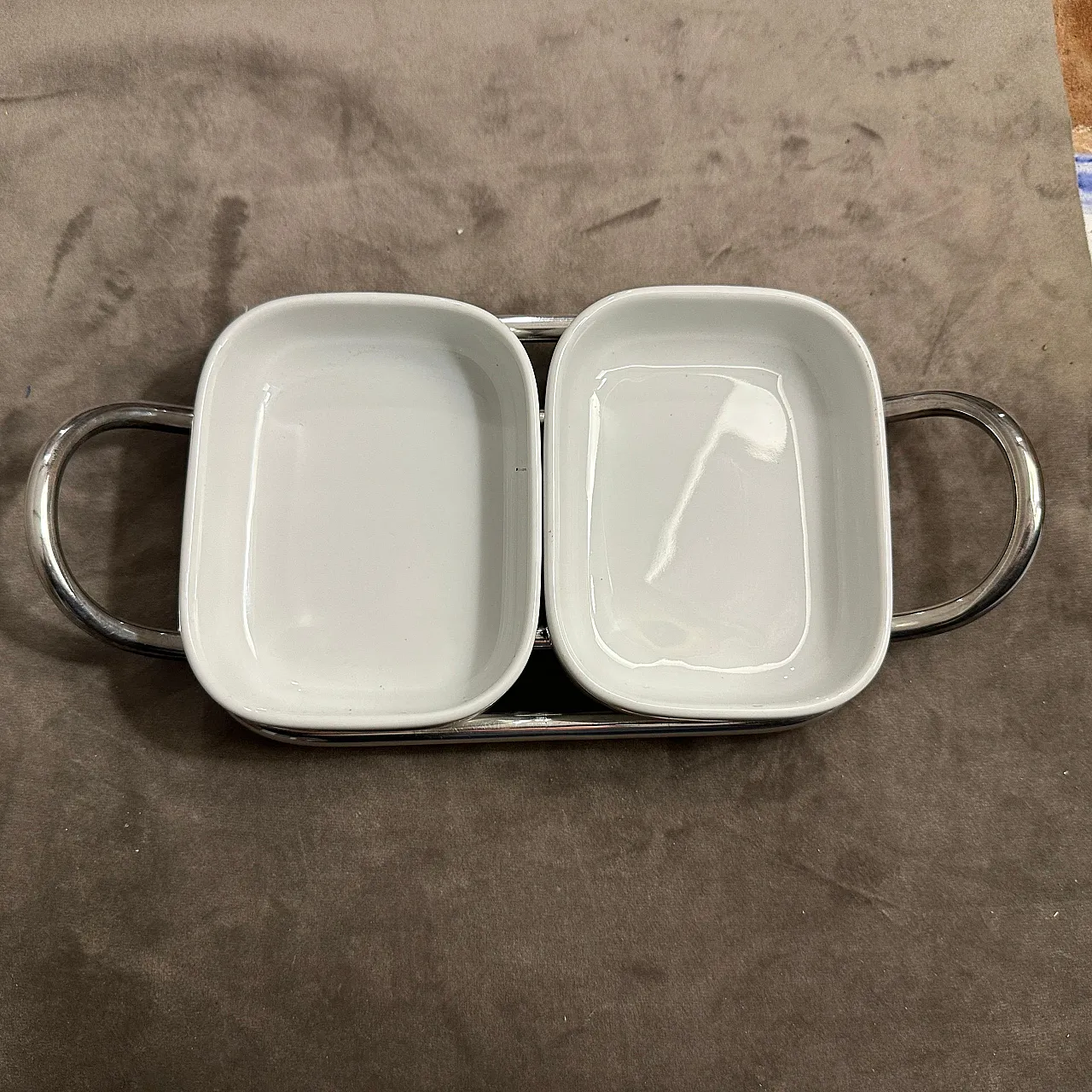 Lino Sabattini's aperitif tray in silver and ceramic, 1980s 8