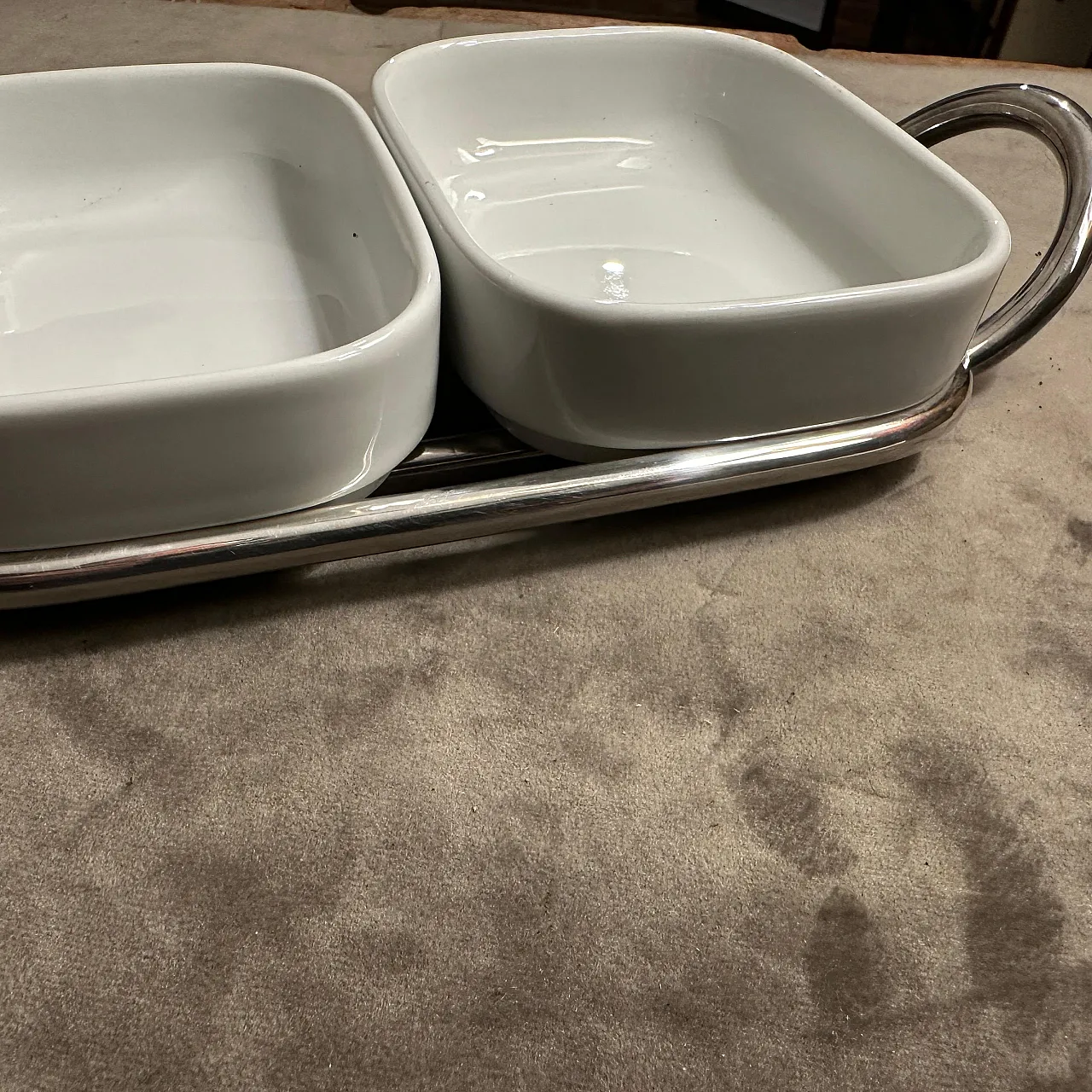 Lino Sabattini's aperitif tray in silver and ceramic, 1980s 10