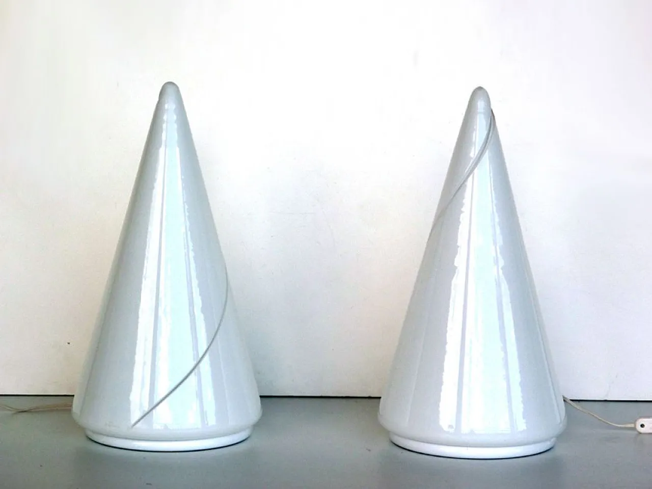 Pair of Murano glass table lamps by De Majo, 1970s 2