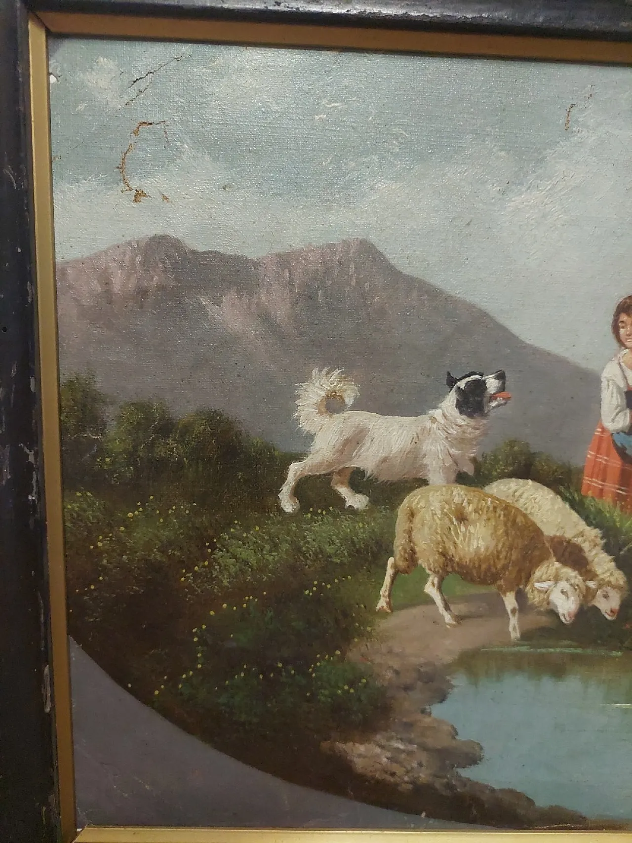 Female figure with animals, oil on canvas, late 19th century 10