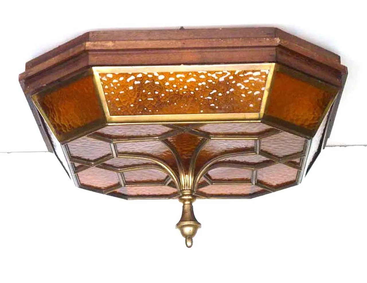 Lampada ad incasso secessionista in vetro, primo '900 2