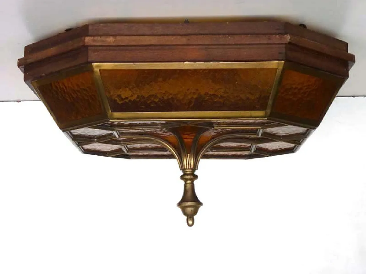 Lampada ad incasso secessionista in vetro, primo '900 3