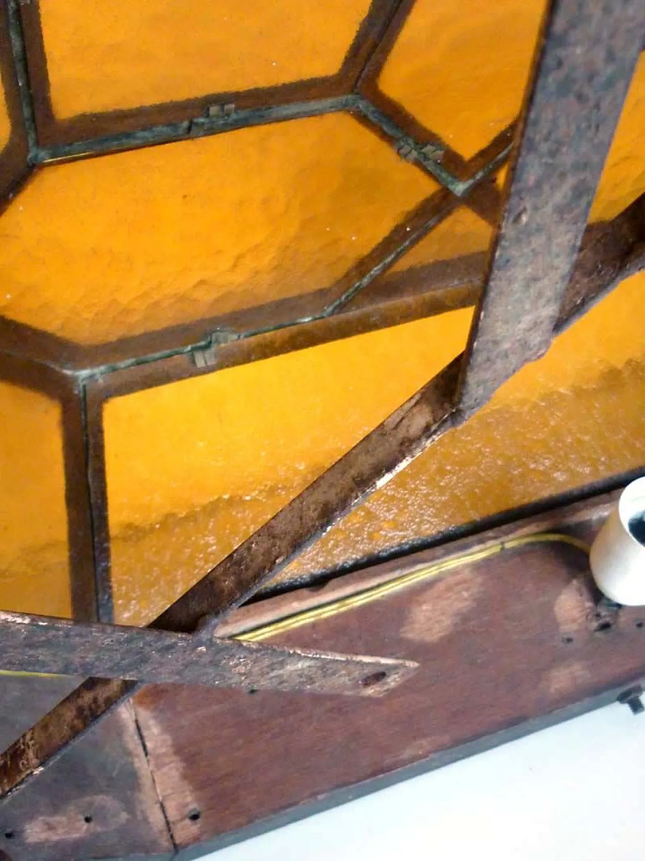 Lampada ad incasso secessionista in vetro, primo '900 4