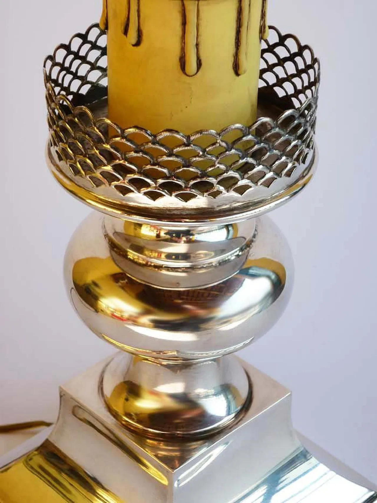 Lampada da tavolo argentata, anni '50 2