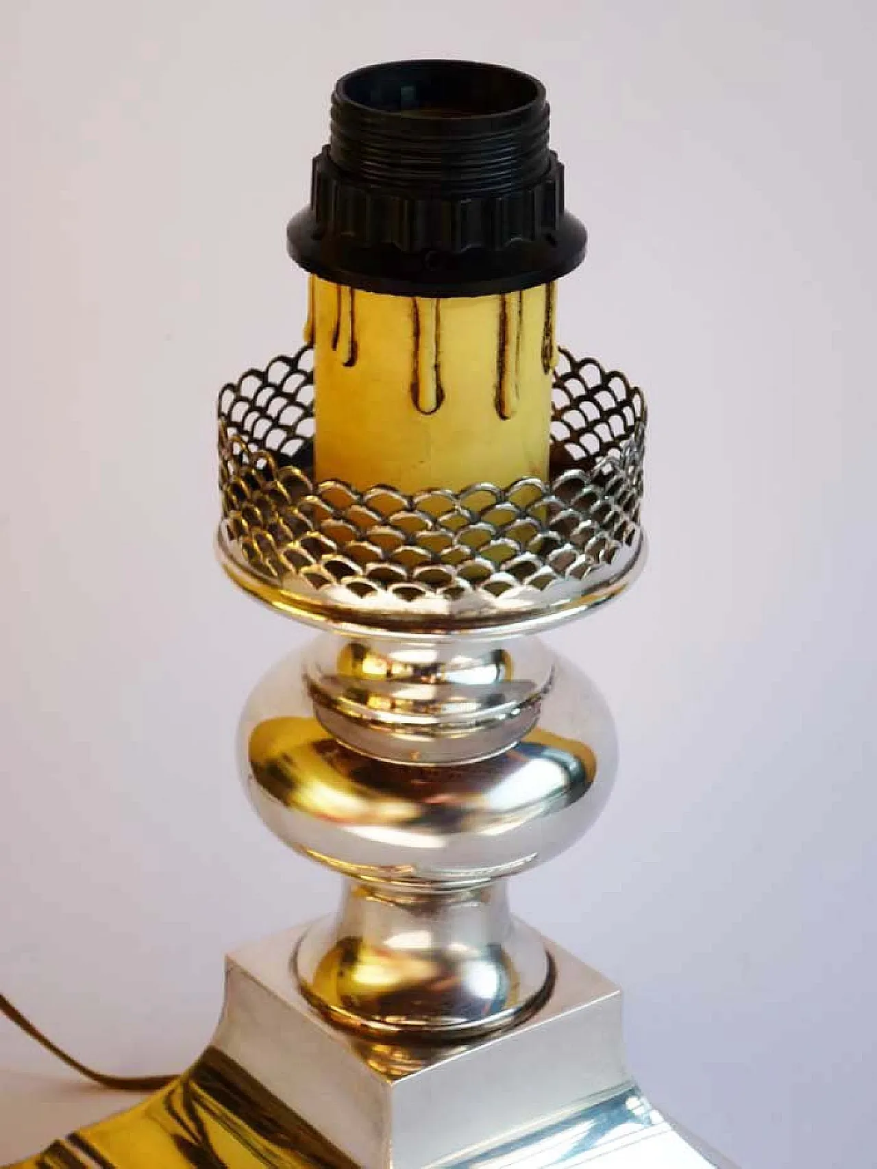 Lampada da tavolo argentata, anni '50 4