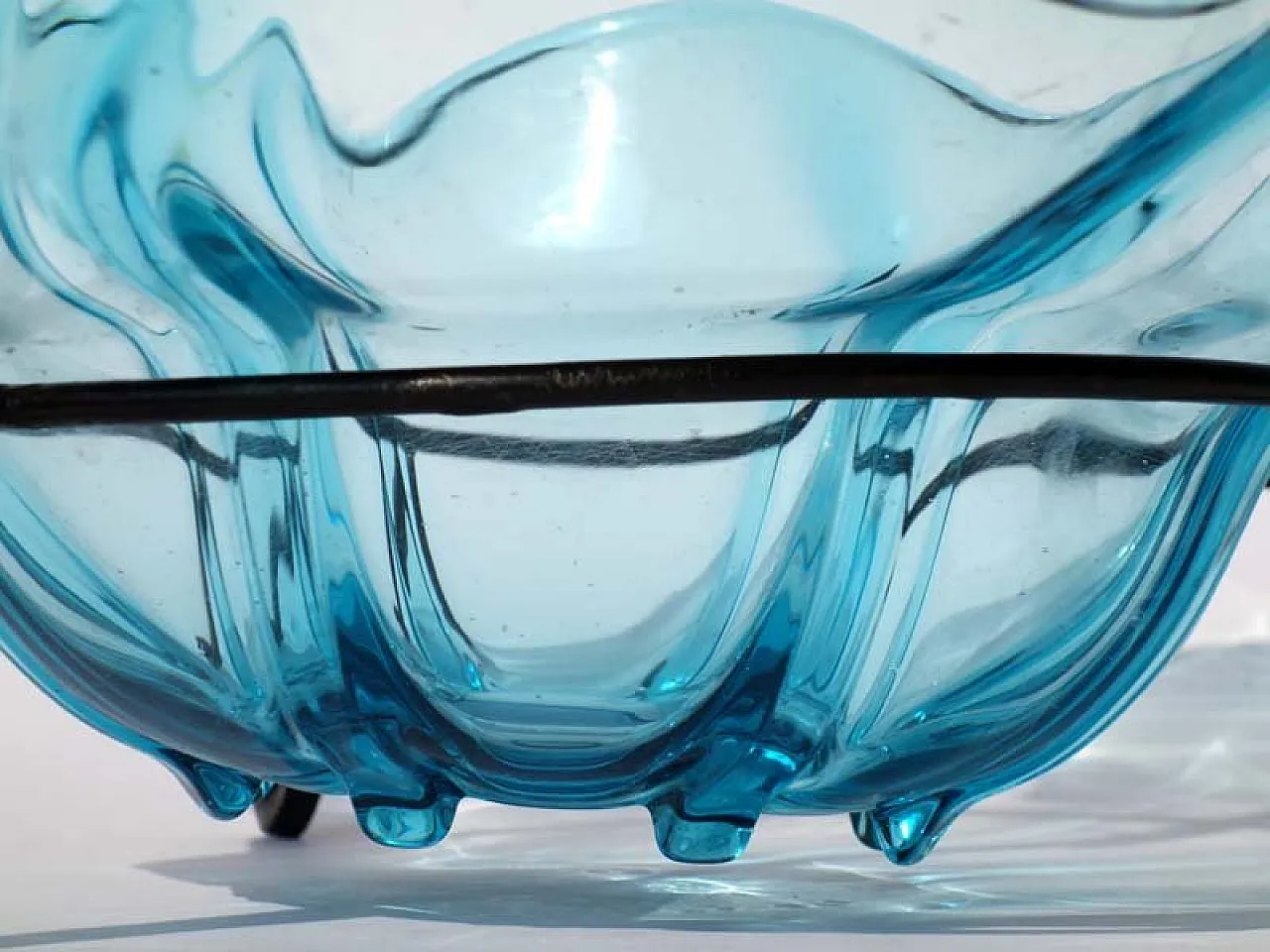Art Nouveau glass and wrought iron bowl, early 20th century 6