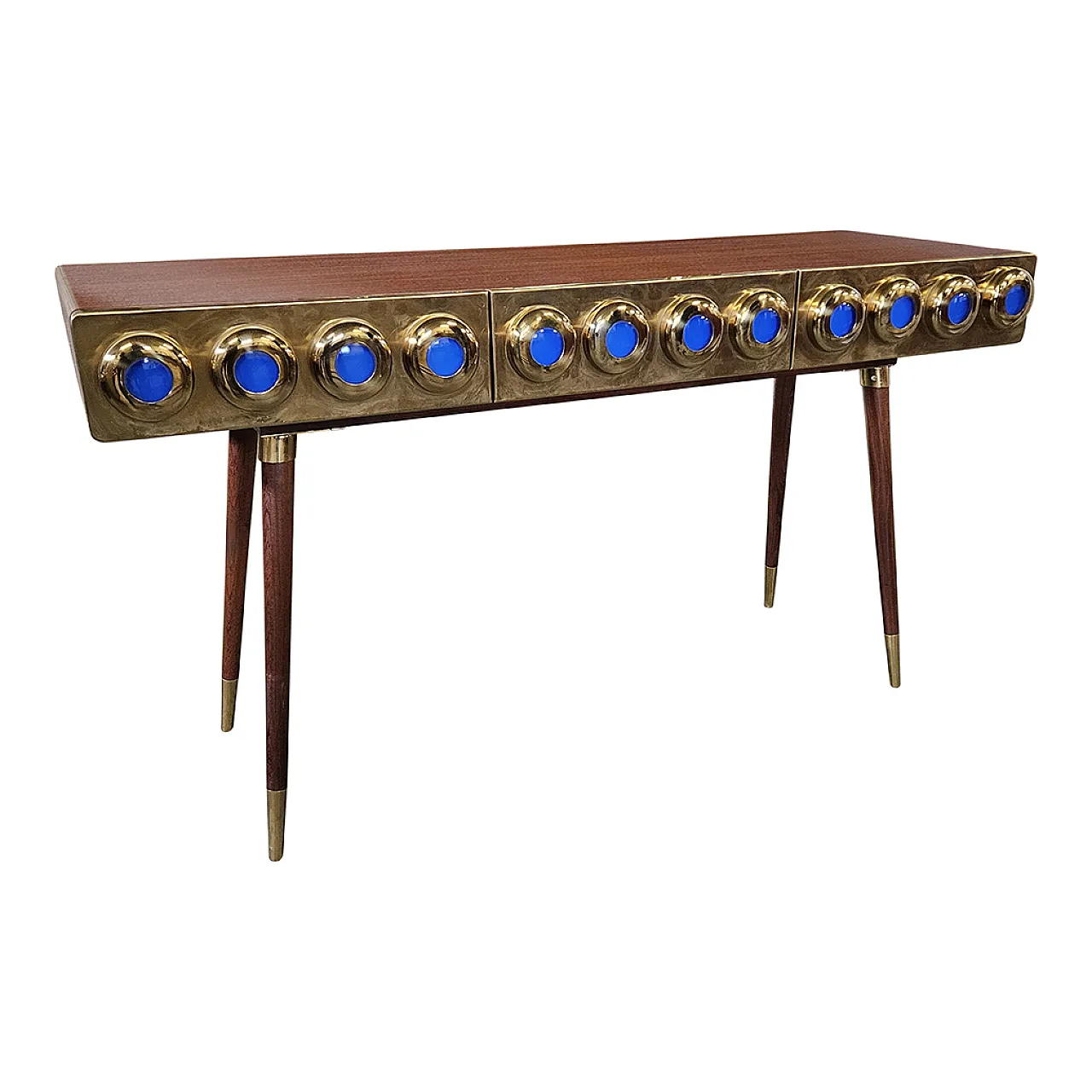 Consolle in ottone e vetro, anni '90 3