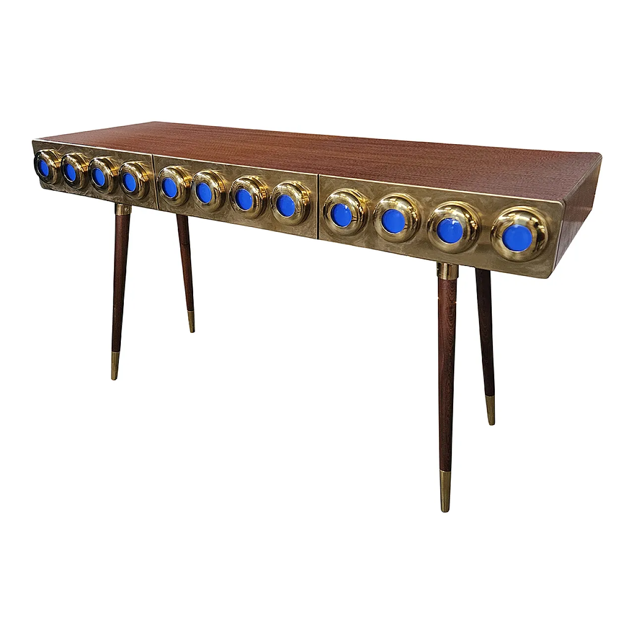 Consolle in ottone e vetro, anni '90 5