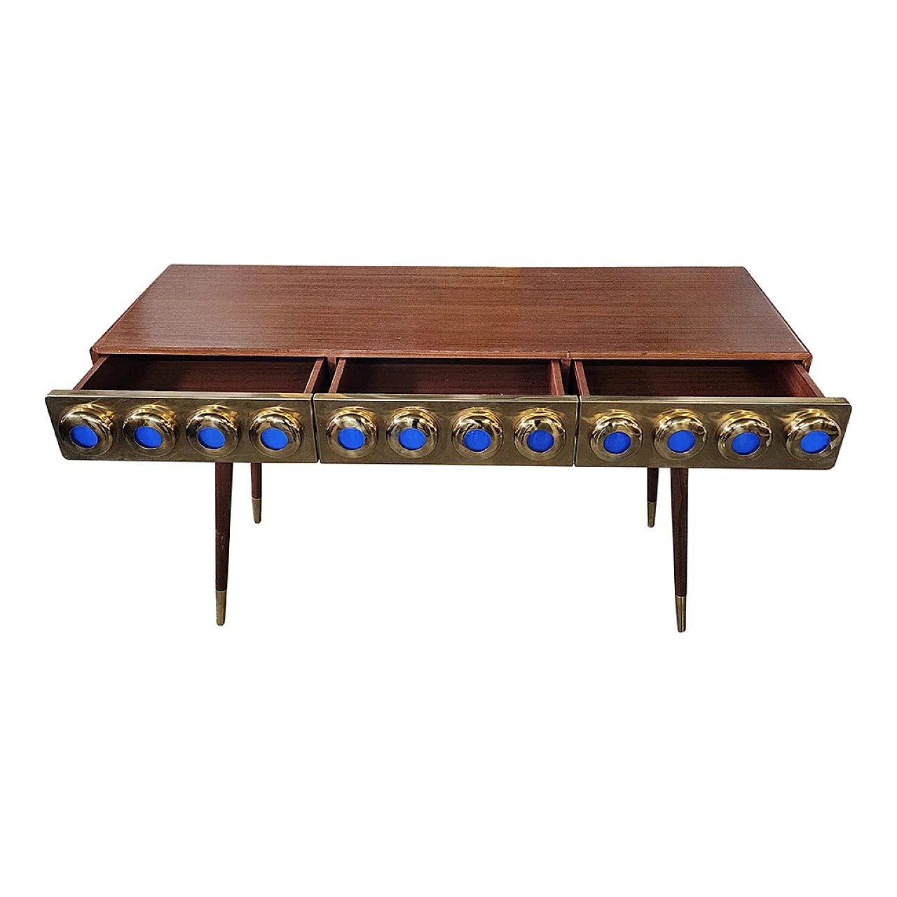 Consolle in ottone e vetro, anni '90 7