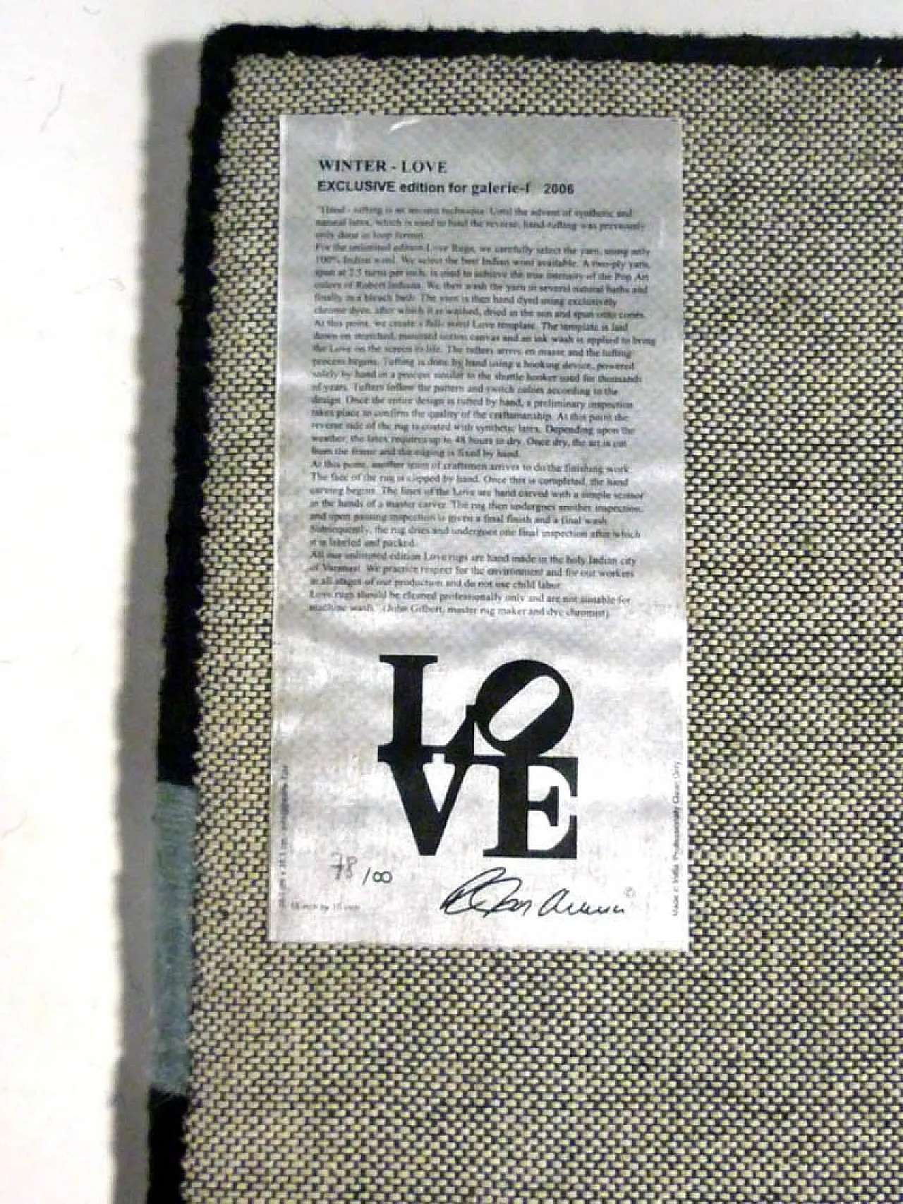 Tappeto Love in lana di Robert Indiana per Galerie F, anni 2000 6