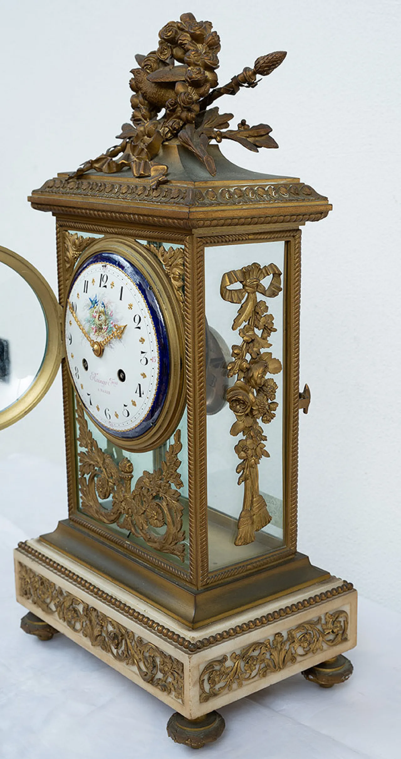 Napoleon III watch in golden bronze and marble, France, 19th c. 6