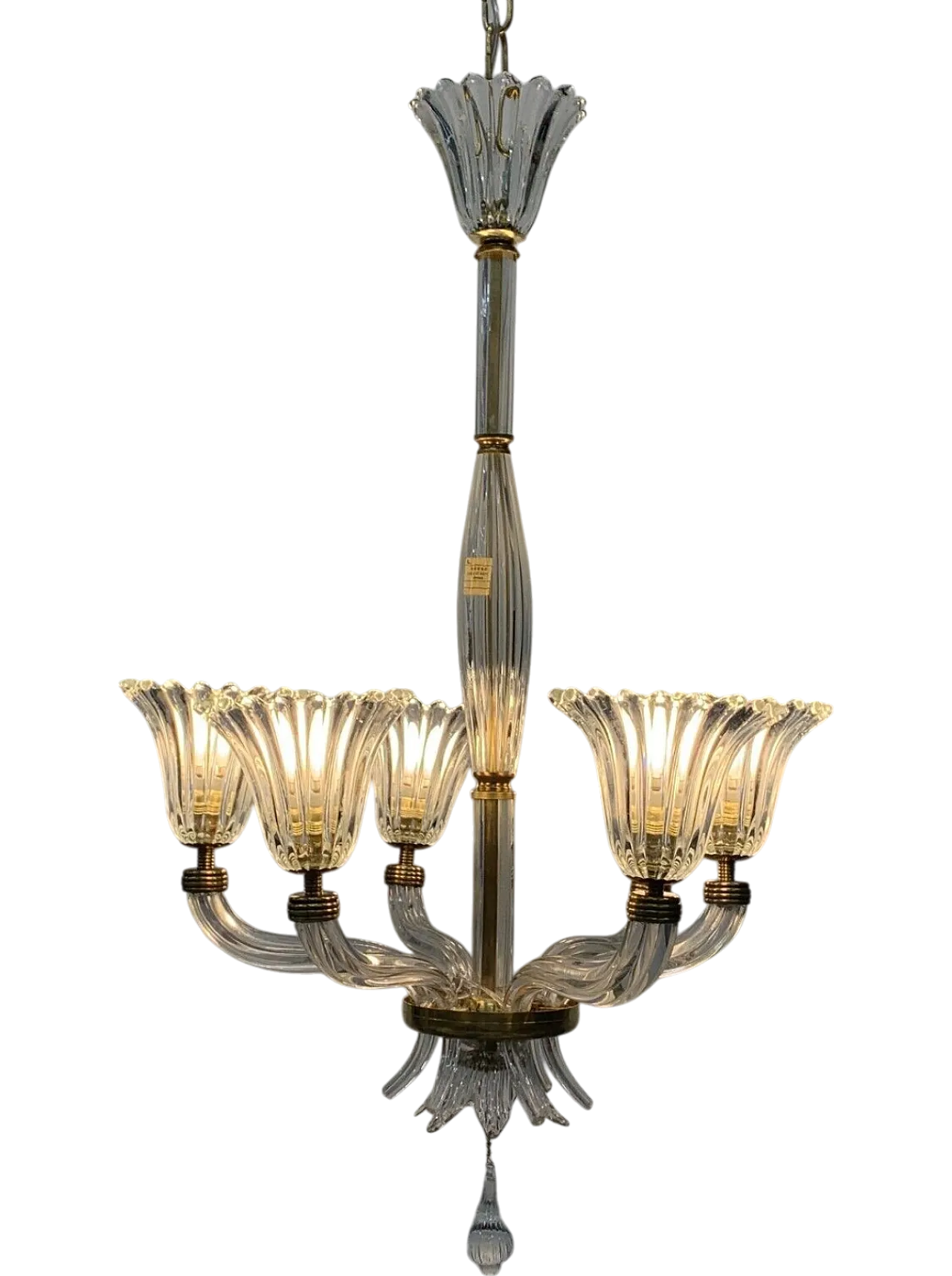 Lampadario in vetro di Seguso, anni '50 8