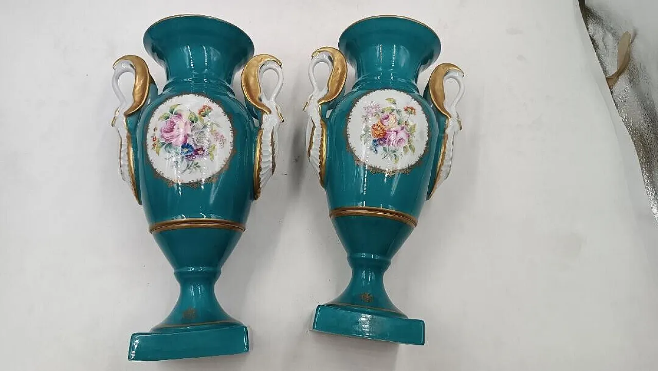 Pair of Limoges Empire style porcelain vases, 1950s 8