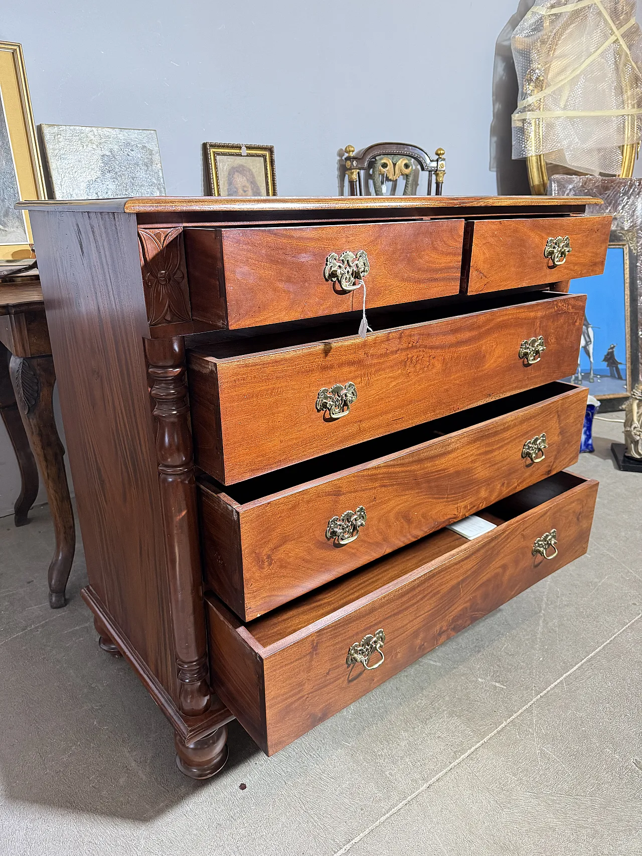 Comò cassettone Giorgio III, inglese in mogano, fine '800 1