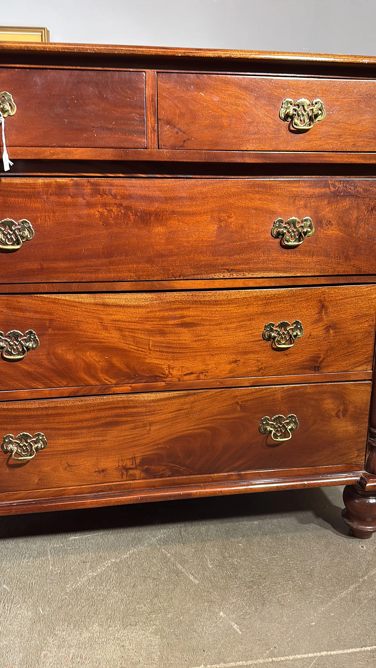 Comò cassettone Giorgio III, inglese in mogano, fine '800 3