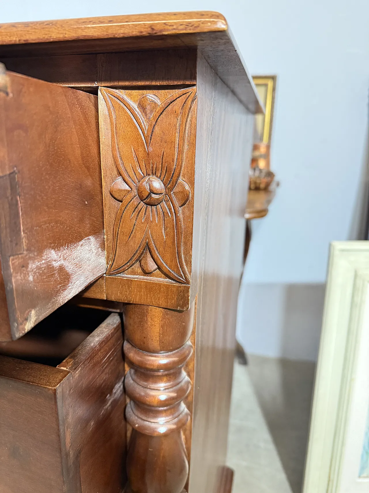 Comò cassettone Giorgio III, inglese in mogano, fine '800 6