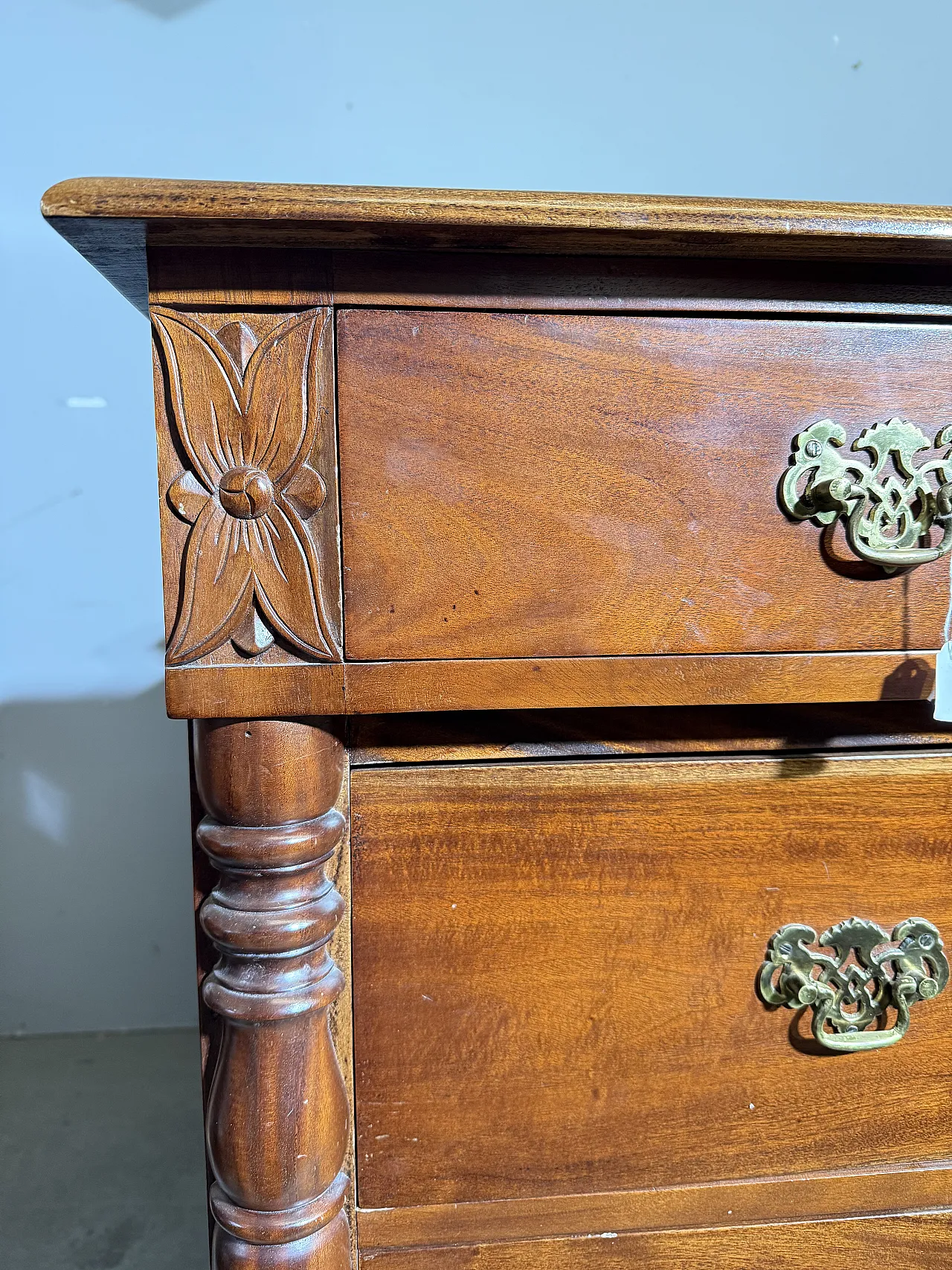 Comò cassettone Giorgio III, inglese in mogano, fine '800 10