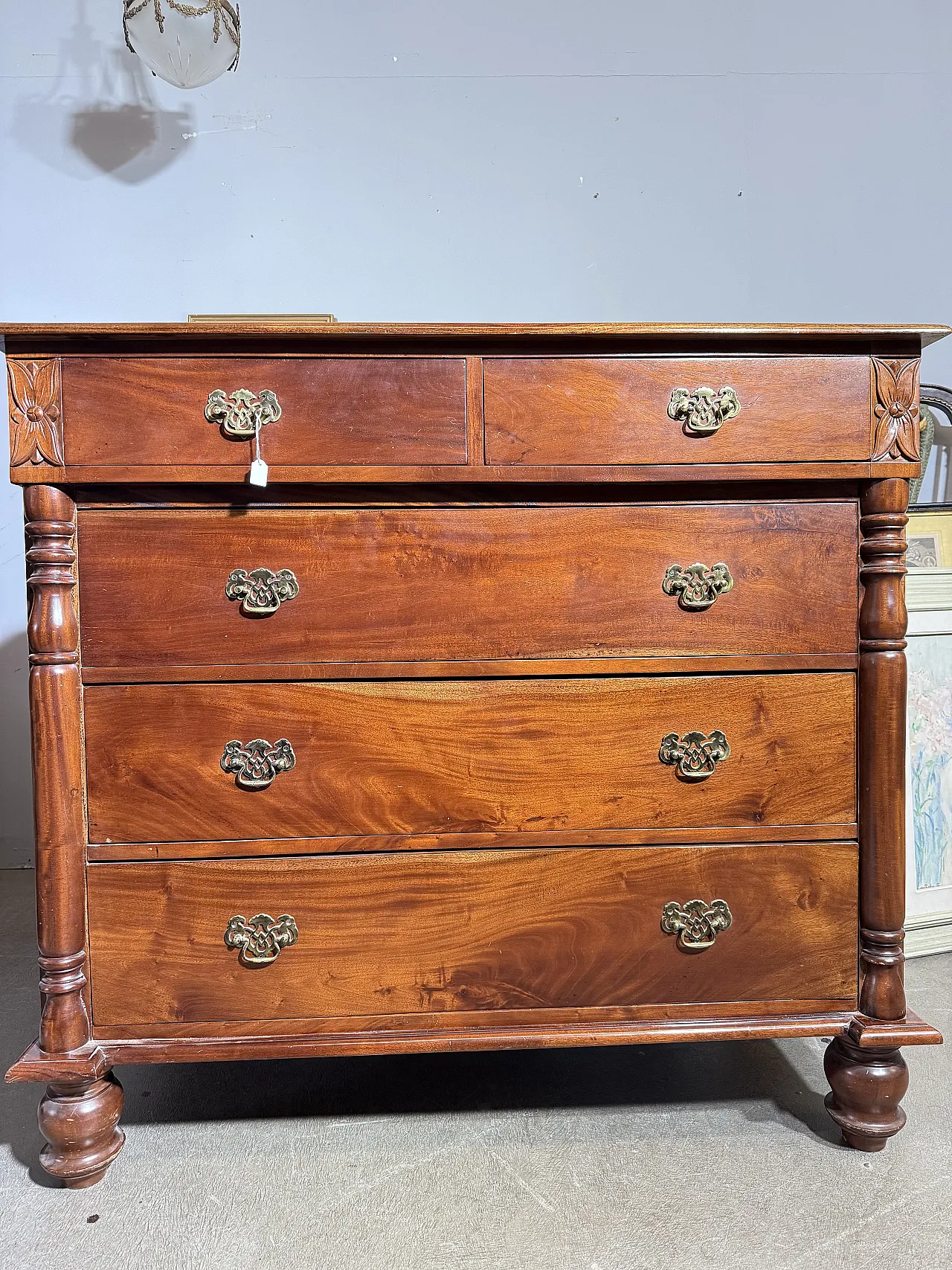 Comò cassettone Giorgio III, inglese in mogano, fine '800 11