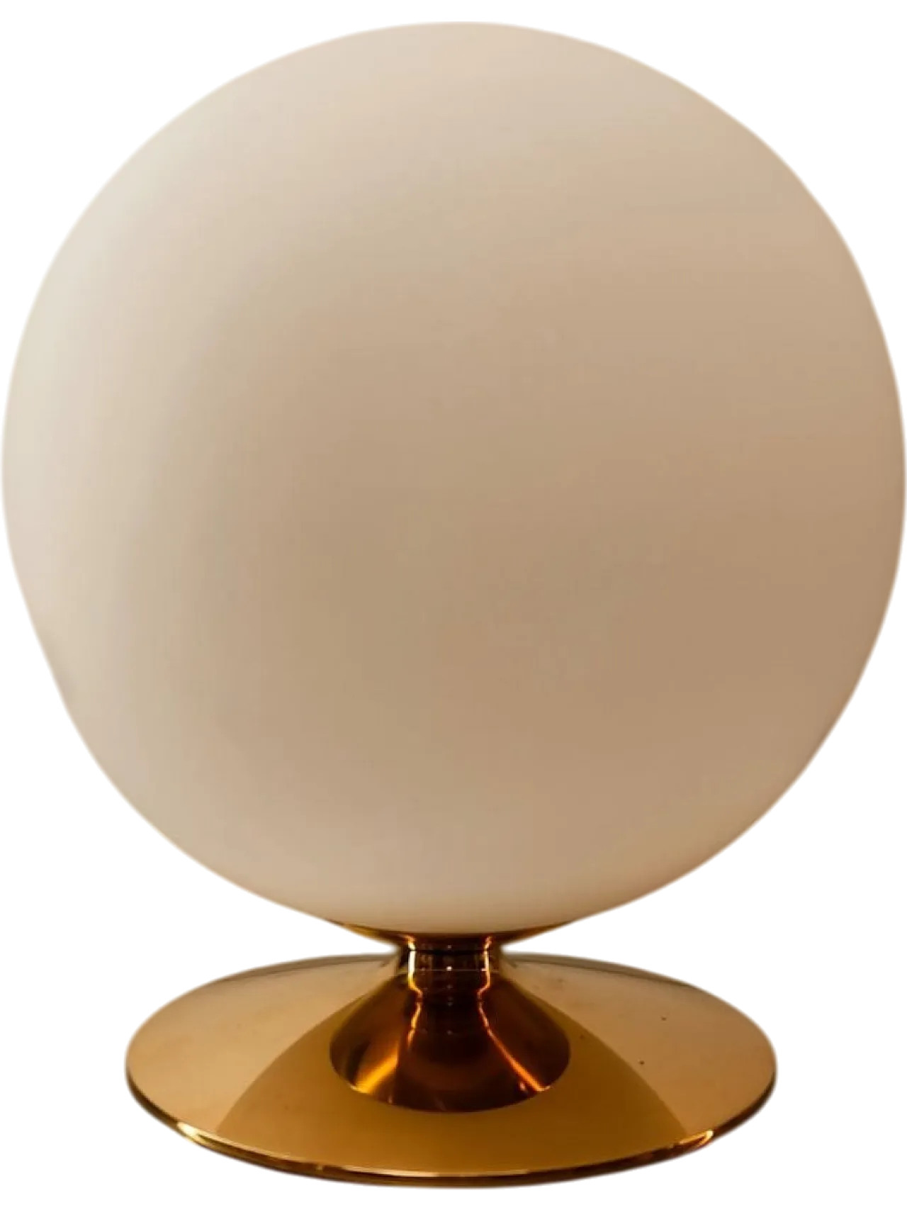 Lampada a sfera bianca con base in ottone, anni '70 13