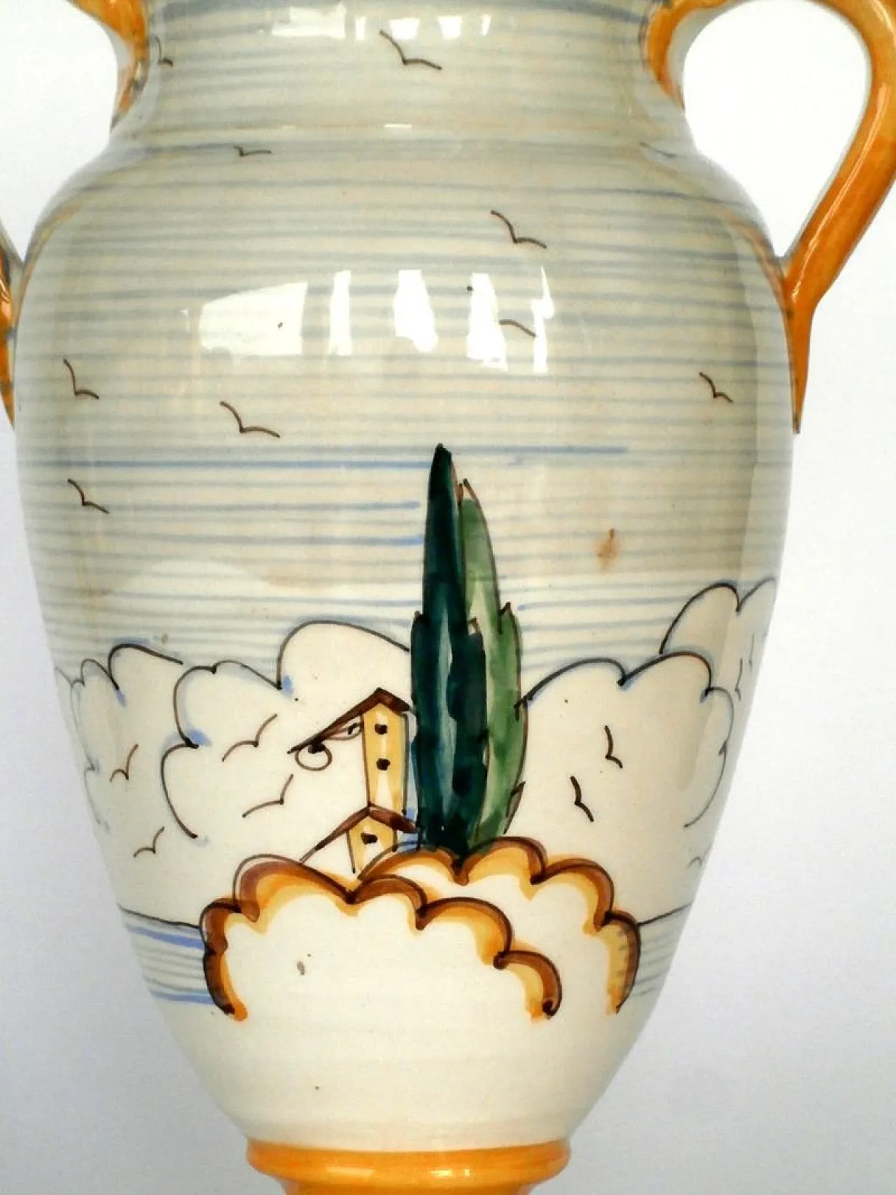 Majolica pottery vase by Novecento, 1930s 3