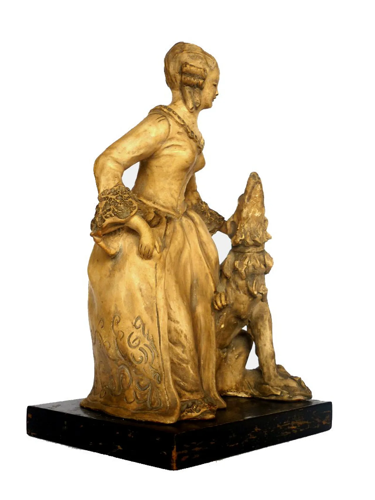 Art Deco Lady and Greyhound in terracotta, anni '30 2
