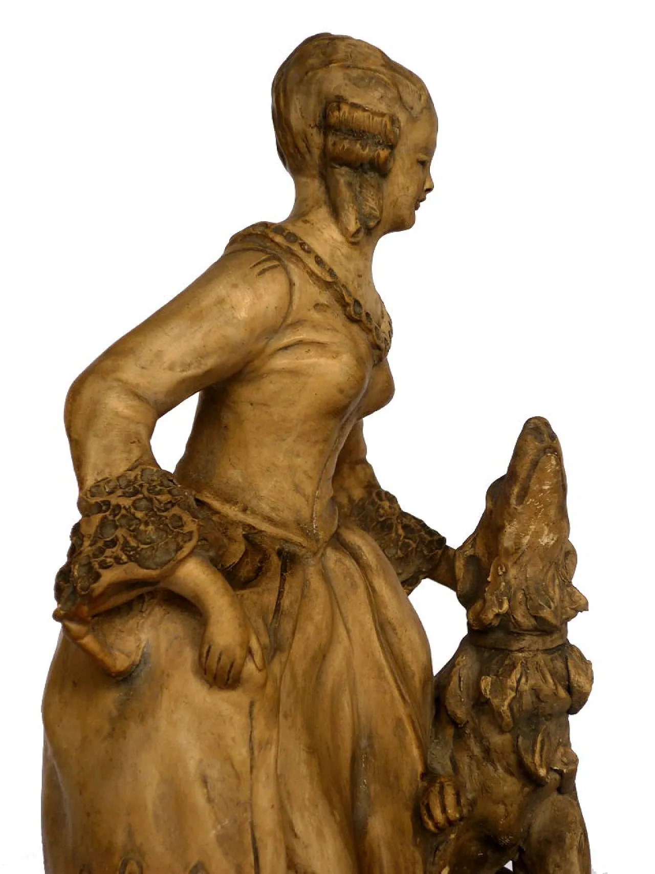 Art Deco Lady and Greyhound in terracotta, anni '30 4