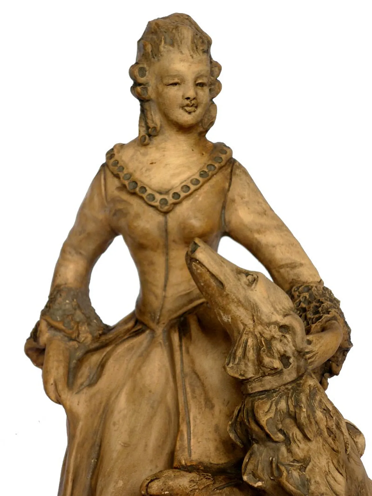 Art Deco Lady and Greyhound in terracotta, anni '30 5