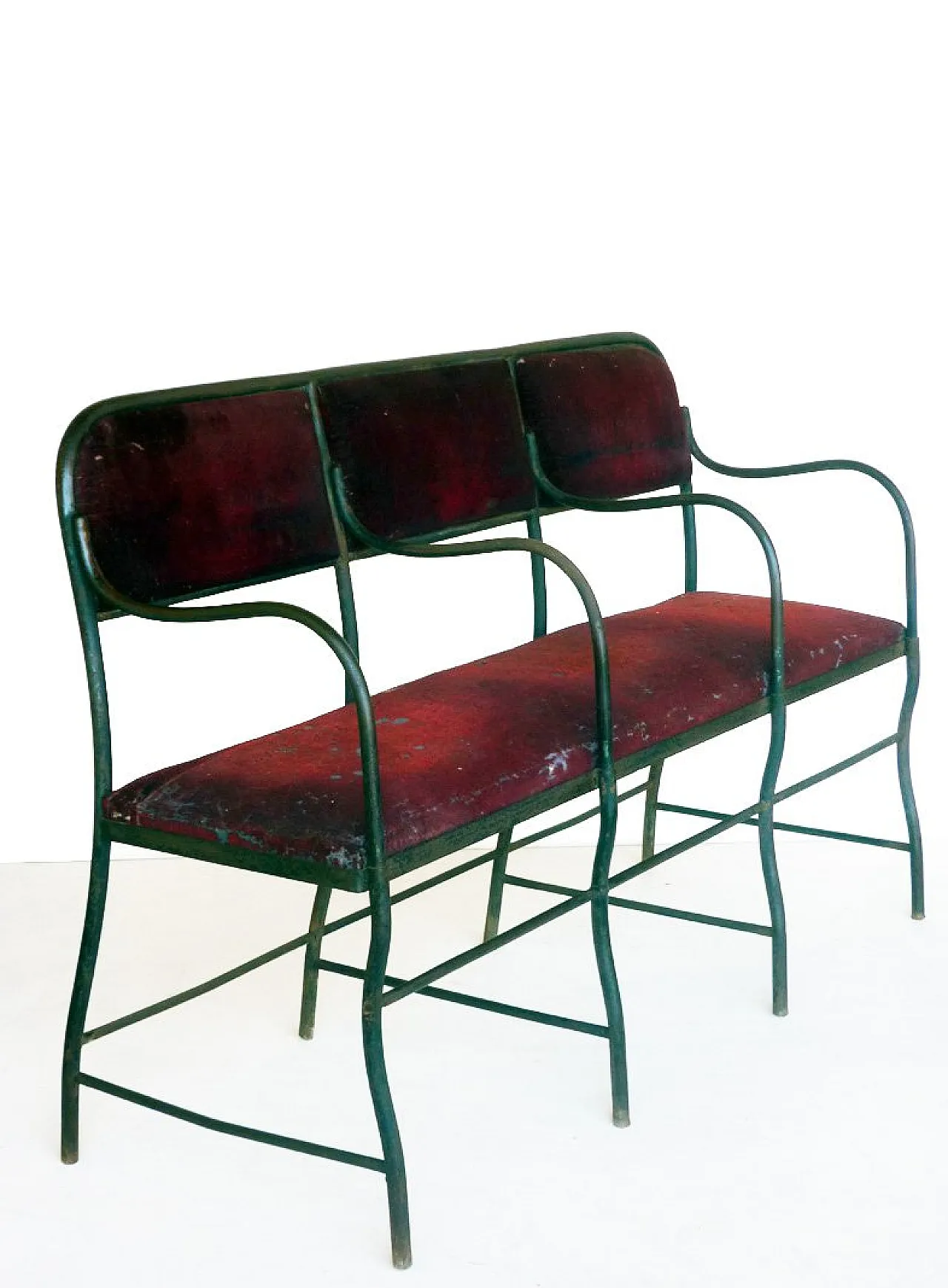 Wrought iron theatre sofa, early 20th century 1