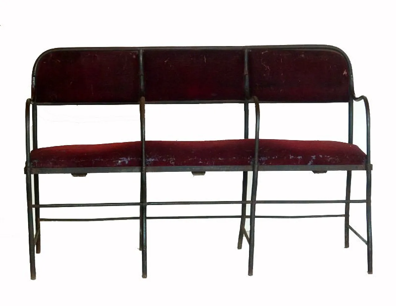 Wrought iron theatre sofa, early 20th century 3