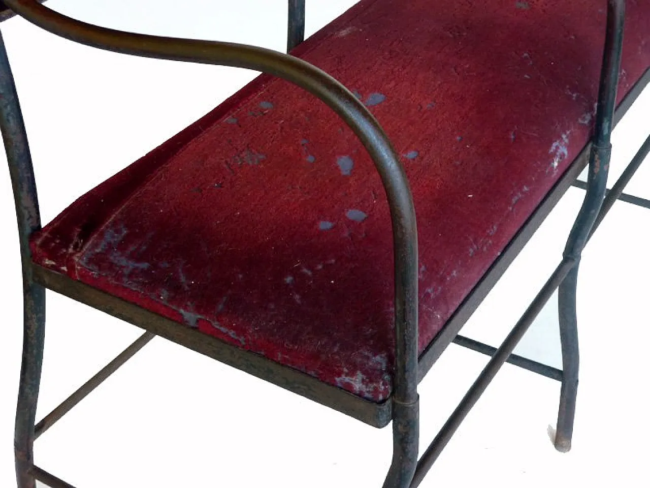Wrought iron theatre sofa, early 20th century 6