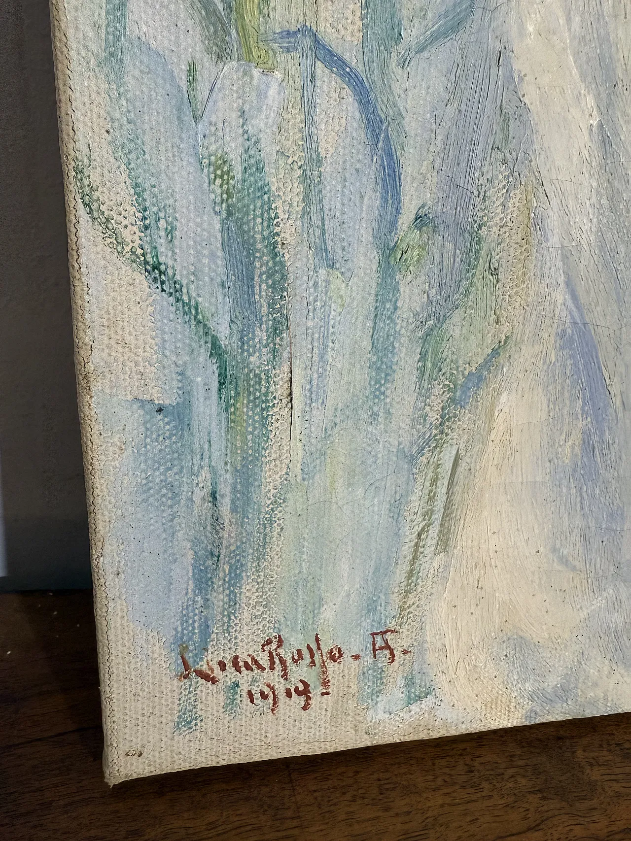 Ancient Liberty taste painting, girl with flowers, signed, 75x73 cm 2