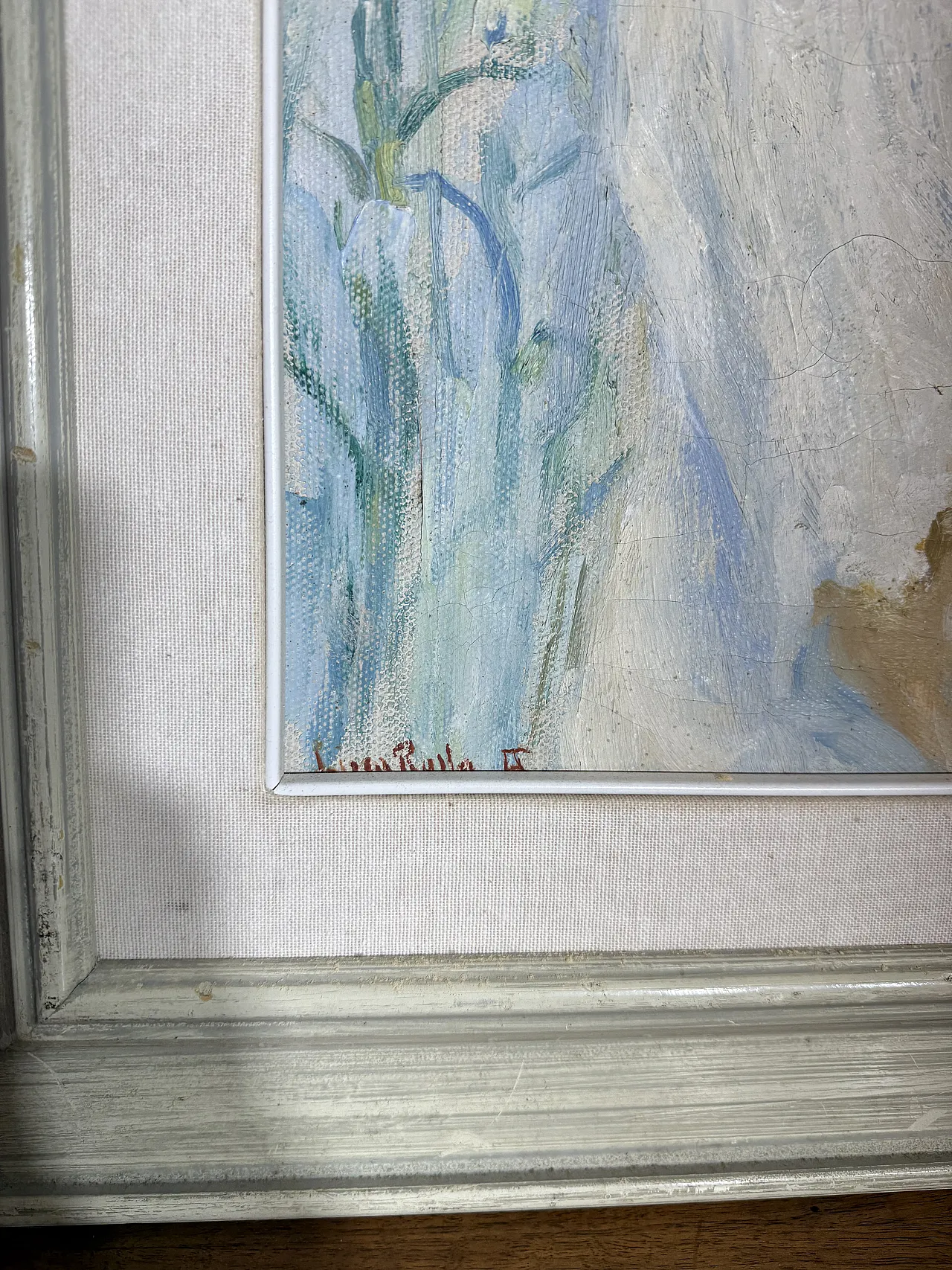 Ancient Liberty taste painting, girl with flowers, signed, 75x73 cm 5