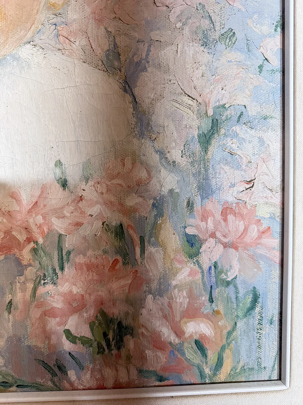 Ancient Liberty taste painting, girl with flowers, signed, 75x73 cm 9