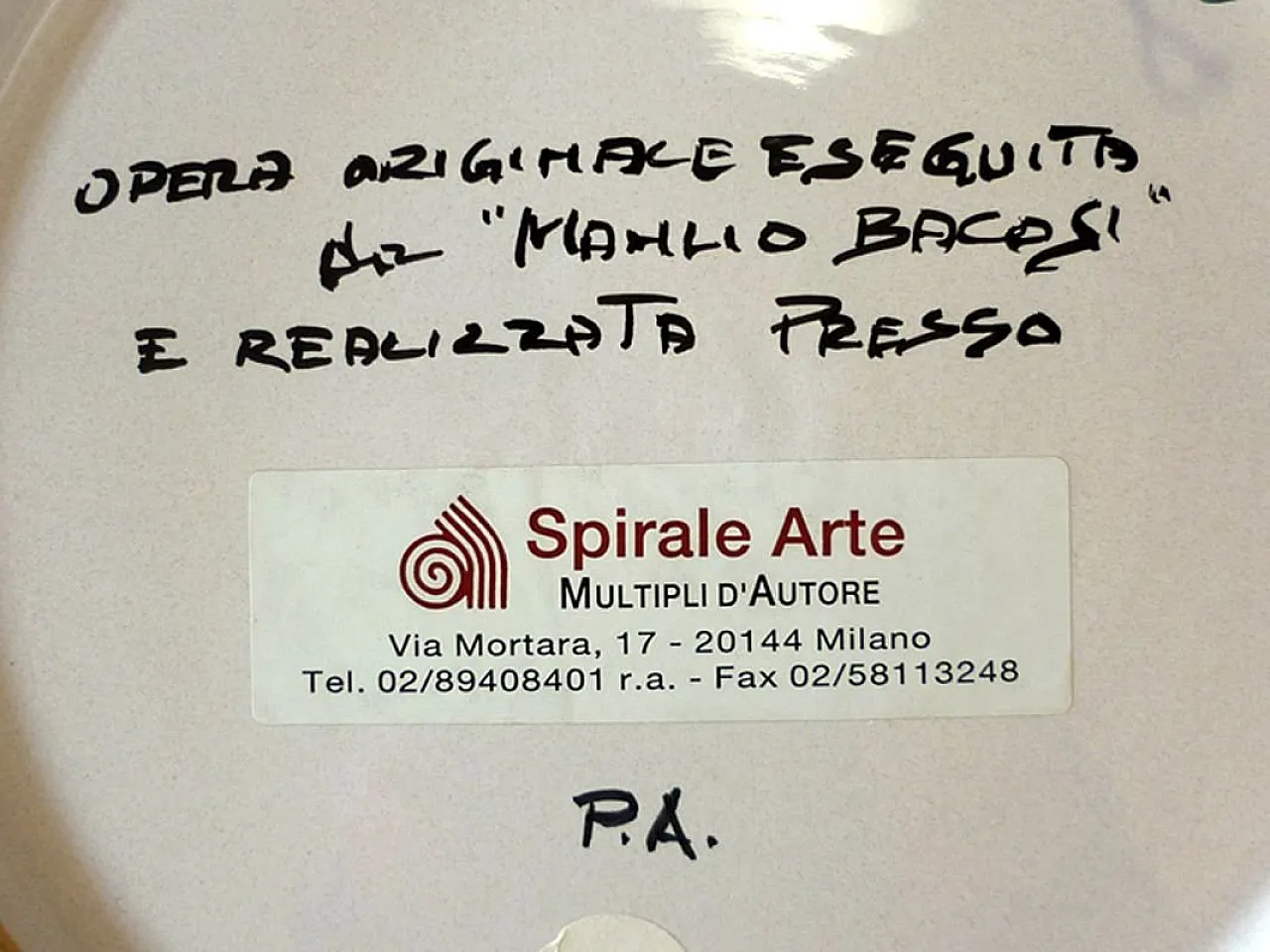 Piatto in ceramica di Manlio Bacosi per Spirale Arte, anni '70 4
