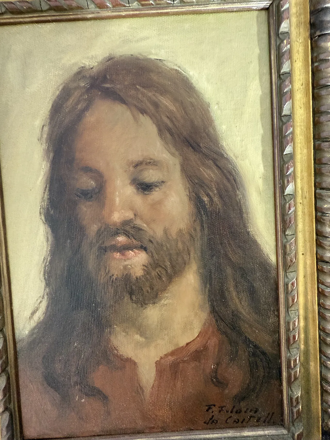 Oil painting depicting Jesus by Francesco Filosa, 1960 6